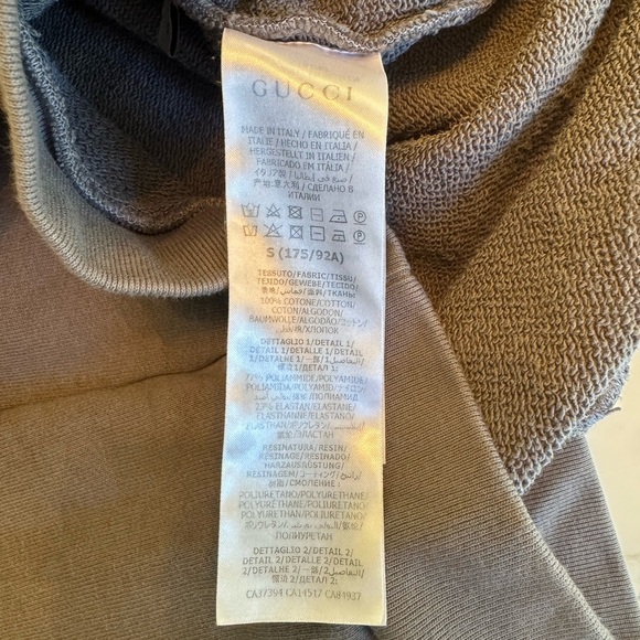 EUC Gucci Tape Detail Popover Hoodie Sweatshirt “Smoke Grey” Men Sz S - Picture 5 of 8